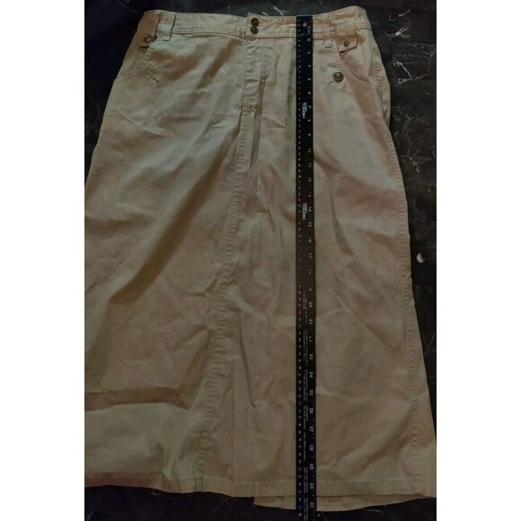 Christopher & Banks Khaki Beige Cotton Maxi Skirt Stretch Long Modest Women Sz 8 - Picture 9 of 10
